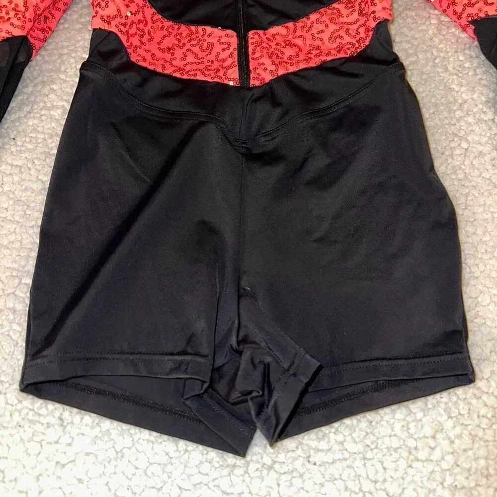 Weissman Showtime Girls Acro Dance Leotard Black Pink Size Medium